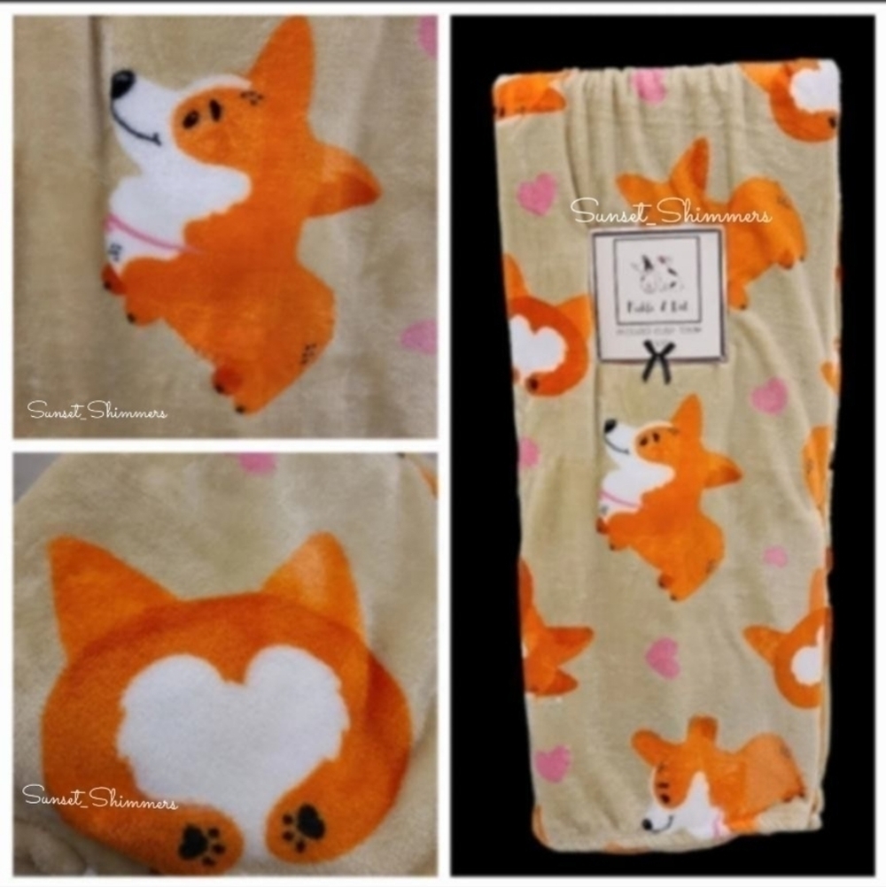 Corgi Dog Valentines Love Heart Soft Cozy Plush Oversized Throw Blanket New